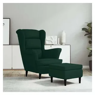 vidaXL Ohrensessel mit Hocker 64 x 96 x 90 cm Dunkelgrün Samt