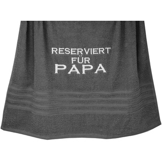 Lashuma Duschtuch Reserviert für Papa, Frottee (1-St), Robustes Frotteetuch Bestickt, Badetuch 70x140 cm grau