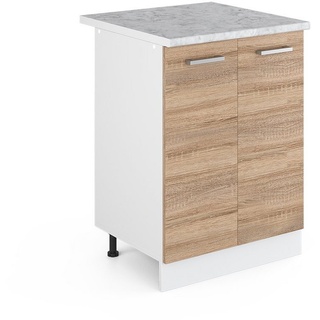 Vicco Unterschrank Küchenschrank + Arbeitsplatte 60 cm R-LINE Sonoma braun|weiß