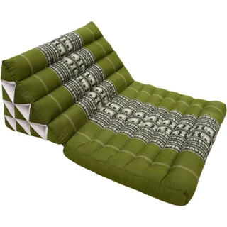 GURU SHOP Thaikissen, Dreieckskissen, Kapok, Tagesbett, hennagrün | Traditionelles Design, Kapokfüllung, einladend zum Entspannen, klappbar, ideal für Meditation und Relaxen.