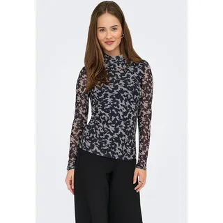 Only Langarmshirt "ONLERICA LIFE MESH L/S TOP JRS NOOS", Damen, Gr. XS, grau (blau graphite aop:r.