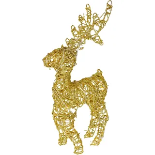 LED-Dekofigur I.GE.A. "LED-Rattan-Hirsch", gold, B:24cm H:50cm, Draht, Dekofiguren, Statue leuchtend Weihnachtsdeko Figur Reh Skulptur Garten