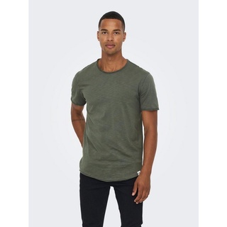 ONLY & SONS T-Shirt Langes Rundhals T-Shirt Einfarbiges Kurzarm Basic Shirt ONSBENNE 4783 in Grün-2 grün LARIZONAS