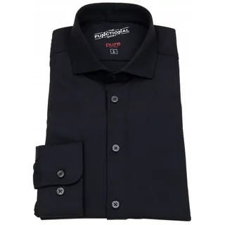 Pure Businesshemd Slim Fit stark tailliert Haifischkragen schwarz 44