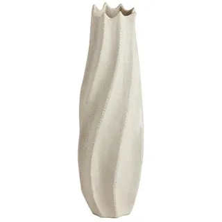 Next Dekovase Extragroße Bodenvase aus Keramik mit Raffdesign beige