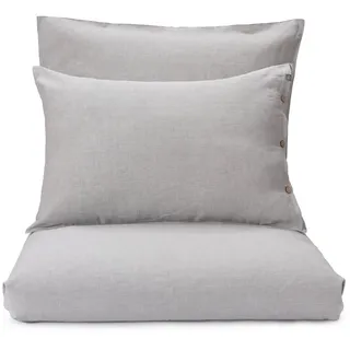 Urbanara Bettbezug Tolosa Bettdeckenbezug aus 50% Leinen und 50% Baumwolle, (1 St), Zwei Naturfasern in einem, Melange-Effekt, Kokosnuss-Knopfverschluss grau 200 cm x 200 cm