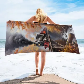 Strandtuch Mikrofaser Handtuch Groß 60 x 120 cm, Microfaser Handtücher Kompakt und Sandfest, Leicht und chnelltrocknend Gym Handtuch für den Strand, Gym, Travel, Strand, Sauna, mit Tasche (Zug) f-410