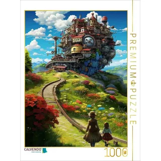 CALVENDO Puzzle CALVENDO Puzzle Eisenbahnschloss im Anime Manga Style, 1000 Teile Leg, 1000 Puzzleteile 1000 Teile