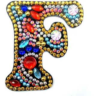 CXINLky 5D DIY Diamond Painting Schlüsselanhänger, Kreatives Buchstaben Diamond Painting Geschenk Bastelset, Diamand Painting Bilder Aufkleber Anhänger-F