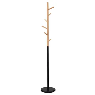 Idimex Kleiderständer, Schwarz, Natur, Holz, Vintage, 28x171x28 cm, Garderobe, Garderobenständer