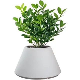 Stromboli Weiße runde konische Vase aus Kunstharz für Zimmer- und Gartenpflanzen, Durchmesser 60 x 35 cm