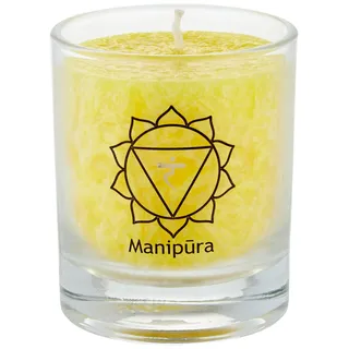 Palm Light 4041678004286 Chakra Kerze 4-er Set, Manipura-Chakra, Palmwachs-Kerze, Höhe 6 cm, Brenndauer Circa 15 Stunden, gelb