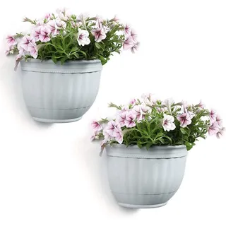 26Cm Wandampel Harz Marmorgrau Wand Blumentopf 2Er-Set,Blumentopf Hängend Wandbl