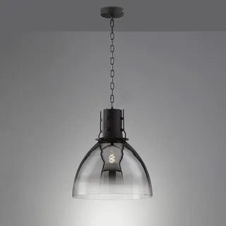 VINTAGE SCHWARZ RAUCHGLAS PENDELLEUCHTEHÄNGELEUCHTE E27 Industrial Style