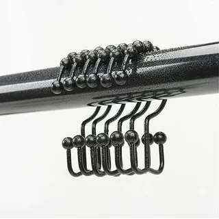 12er Pack Duschvorhanghaken aus rostfreiem Edelstahl, 8-Kugel-Design, S-Haken beidseitig, leicht gleitend für Vorhänge