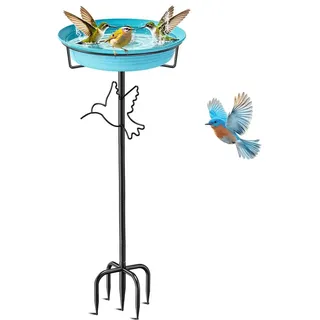 Vogeltränke und Futterstation, blau, für Garten, stehend, frostsicher