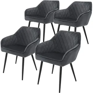 ML-Design Esszimmerstuhl Samt anthrazit 4er Set