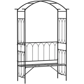 Rosenbogen Aus Metall Rankhilfe Für Kletterpflanzen Gartenbogen Mit Bank Spitze Rankbogen Torbogen Für Rosen Bögen Rosenhilfe Rankgitter Für Garten 115 X 50 X 203 Cm Schwarz
