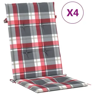 vidaXL Gartenstuhlauflagen 4 Stk. Rot Karomuster 120x50x4 cm