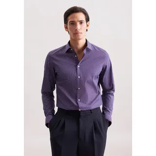 Seidensticker Businesshemd "Schwarze Rose", Herren, Gr. XXL (46), normale Ärmellängen, lila, 100% Baumwolle, bedruckt, regular fit, 2-Knopf-Manschette, Hemden, Regular 1/1 Kentkragen Druck