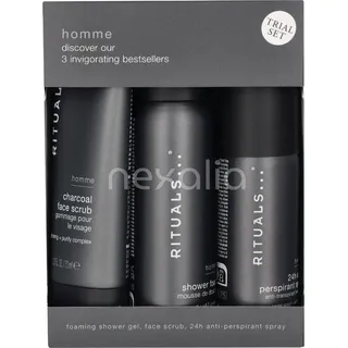 Rituals Homme Trial Set Shower Foam 50ml/24h Anti-Perspirant Spray 50ml/Charcoal Face Scrub 70ml 170 ml