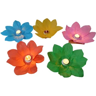 16 Stück Wasserlaterne Lotusblüte Seerose Schwimmlaterne Schwimmkerzen Laterne Teelichter Kerzen Bunt Schwimmlichter Windlicht Outdoor Deko