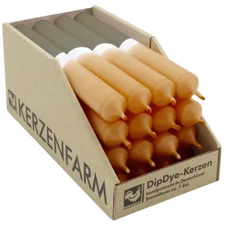 DIP DYE Stabkerzen Natur-Schlamm, 180/22 mm, KERZENFARM HAHN, Brenndauer 7h, 16 St.