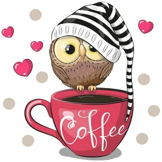 Wandtattoo Kaffeetasse mit Eule für Küche und Esszimmer