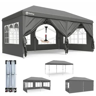 Sekey Faltpavillon 3 x 6 m inkl. 6 Seitenteilen Grau