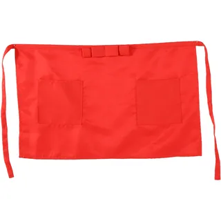 Kurze Schürze Mit Schleife, Für Damen Und Herren, Halbe Service-schürze Mit Taschen Für Kellner/kellnerin, Restaurant-kellner-arbeitsschürze, Küchen- Und Tischwäsche (rot).