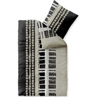 CelinaTex Style Bettwäsche 155 x 220 cm 2teilig Mikrofaser Fleece Bettbezug Daniela Streifen schwarz beige weiß