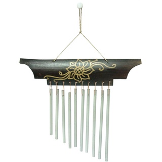 Laroom 12486 – Windspiel Wind Metall im Bambus 26 cm, braun