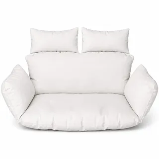Ferocity Hängesessel Kissen 2 Personen Weiß| Doppelkissen Polster für Polyrattan Hängeschaukel | 47x130x29 cm | Waschbar Outdoor Gartenkissen | Hängekorb Auflage Bodenkissen [114]