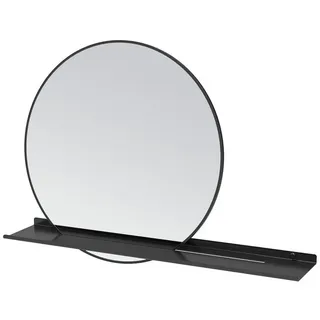 AQUABATOS Badspiegel Kosmetikspiegel 50 cm Spiegel mit Ablage Wandspiegel Rund Badspiegel, Dekospiegel mattschwarzer Rahmen Schminkspiegel Badezimmerspiegel