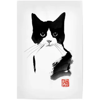 artboxONE Poster 30x20 cm Tiere Interloqué hochwertiger Design Kunstdruck - Bild cat Chat Japan