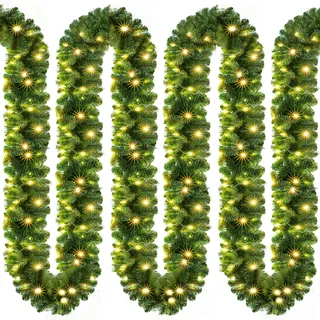 CASARIA Weihnachtsgirlande 10m LED 200 Stück spritzwassergeschützt IP44 grün