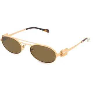 Miu Miu MU54ZS Damen-Sonnenbrille Vollrand Oval Metall-Gestell, gold