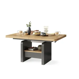 All4All Couchtisch Leo 120x75 cm - Wohnzimmertisch Höhenverstellbar - Esstisch mit Ablage und Schublade - Ausziehbar bis 180 cm - Esszimmertisch - Modern - Artisan Eiche + Anthrazit 05