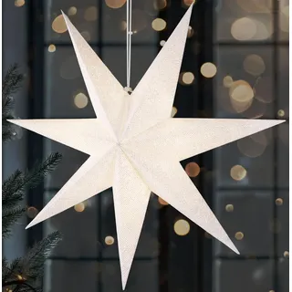 BRUBAKER 60 cm Weihnachtsstern für Innen - LED Adventsstern Hängend - Leuchtstern zum Aufhängen für Fensterdeko und Weihnachtsdeko - 3D Papierstern Deko Weihnachten - Weiß