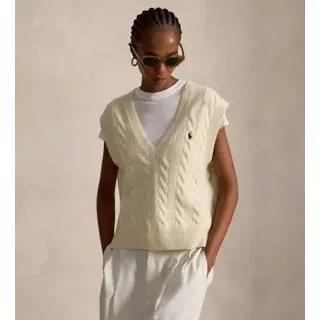 Polo Ralph Lauren für Damen. 211949994002 Strickweste aus Wolle und Kaschmir in Beige (L), Lässig, Ärmellos / Hosenträger