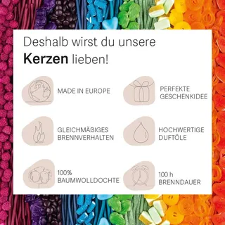 HARIBO Duftkerze im Glas mit Deckel | Exotic 510g | Duftkerze Fruchtig | 100h Brenndauer | 2 Dochte | Geschenkidee für Frauen | 2 Schicht Kerze