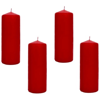 Bubble-Store Adventskerze 4-er Set rote Kerzen (Stumpenkerzen), Weihnachtskerzen rot