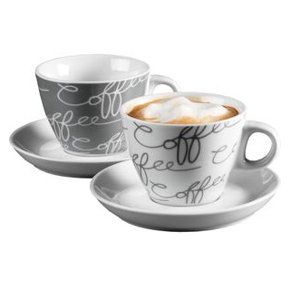 RitzenhoffundBreker Kaffeetassen Cornello Grey, Porzellan, Cappuccinotassen, 180 ml, Set 4-teilig