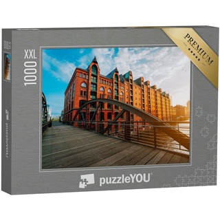 puzzleYOU Puzzle Bogenbrücke über Kanäle, Hamburger Speicherstadt, 1000 Puzzleteile, puzzleYOU-Kollektionen Speicherstadt Hamburg