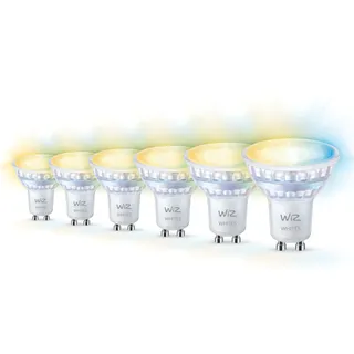 WiZ Vorteilspaket - GU10 - mit 6 Spots - 50W - 400lm - Warm bis Kaltweißes Licht - Smarte LED Beleuchtung - Funktioniert mit Apple HomeKit, Alexa und Google Home - Tunable White