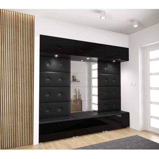 ROYAL24_MARKT Garderobenschrank - Elegante Garderobendesigns / Luxuriöse Materialwahl. (Komplett Set, 18-St., Smart GF89) Innovativer Kleiderschrank - Trendig und Effizient schwarz