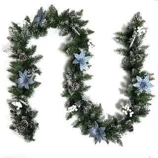 Kunstgirlande Weihnachtsgirlande für Weihnachtsdekorationen im Innen und Außenbereic, Coonoor, Geländer und Türrahmen, Weihnachtsdeko Girlande blau 270 cm
