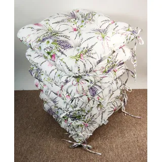Rattani Set 6 x Stuhlkissen/Sitzkissen Klara 42 x 42 cm Dicke 8 cm Landhaus Leben Fb. 903