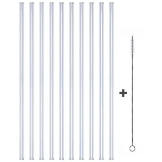 50 x Glastrinkhalme Ø 8 mm Länge 27 cm + 1 Reinigungsbürste Klar