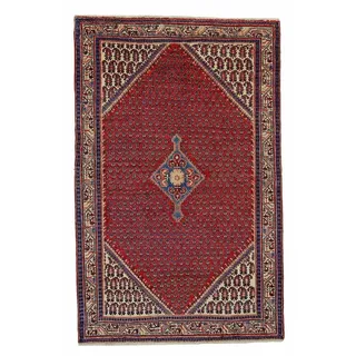 Borento Orientteppich Perserteppich Sarough 209 x 135 cm, rechteckig, Handgeknüpft rot